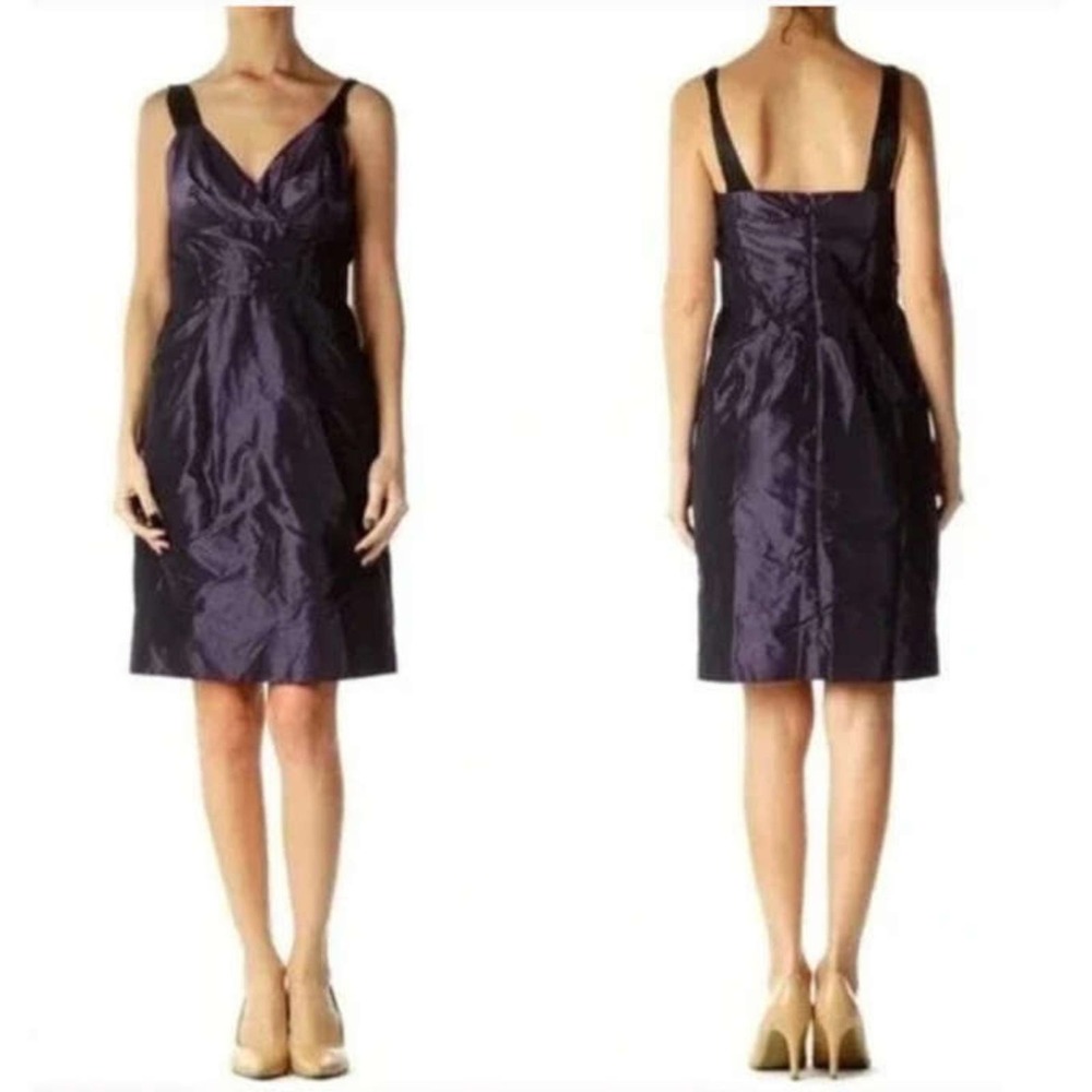 Banana Republic Cocktail Dress Metallic Purple Iridescent Taffeta Silk Straps 6